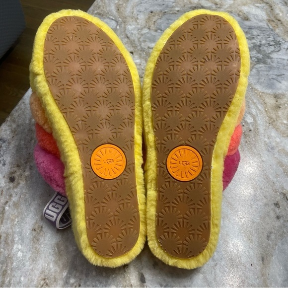UGG Pride Fluff Yeah Slide in Rainbow Yellow Women’s Size 11 - Picture 10 of 11